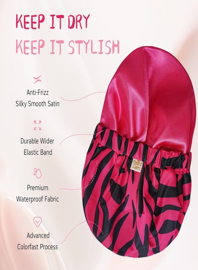 Years Calm Shower Caps for Women Reusable Waterproof, Double-Layer Extra Large Elastic Hair Cap for Shower for Long Hair & Braids, Travel & Home - Image 3